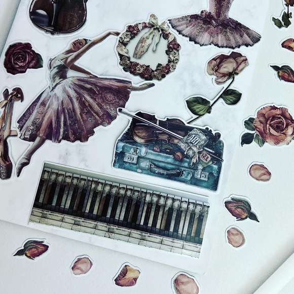 Elegant Ballet Dancer, Recital Outfits, Violin, Piano & Flowers, 34 Stickers - Picture 8 of 15